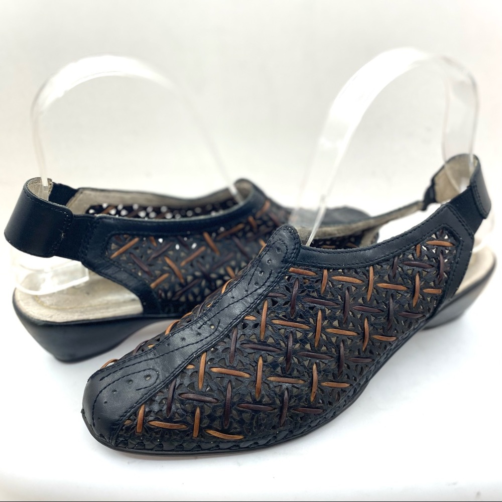 Pikolinos leather woven sling back mules size 36